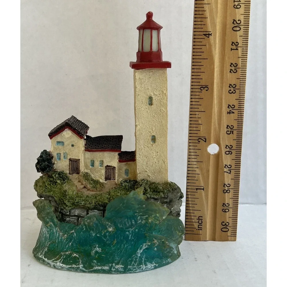 Light House Sculpture With House Ocean Sea Waves Book‎ Shelf Decor